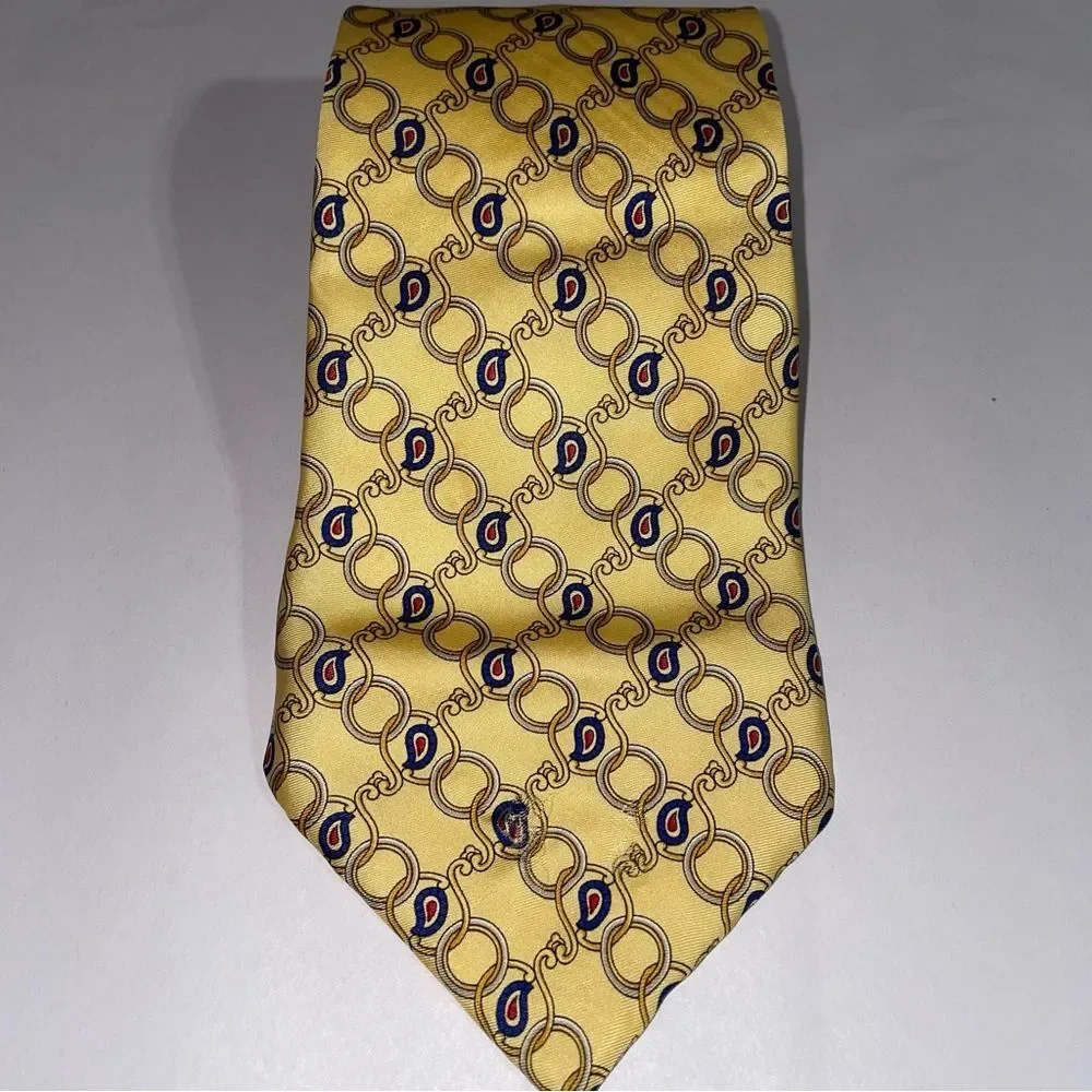 Fendi Mens Silk Necktie Ornate Print Career Professional Quiet Luxury Formal
